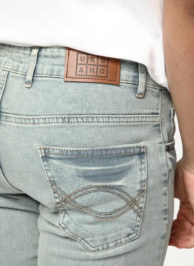 Urbano Fashion  Urbano Fashion Men's Ice Grey Bootcut Fit Mid Rise Acid Wash Jeans Stretchable for Men | Best Price UAE